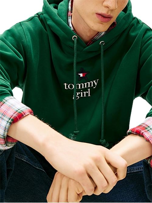 Felpa verde con cappuccio Tommy Girl Tommy Jeans | DN0DN00099L6K